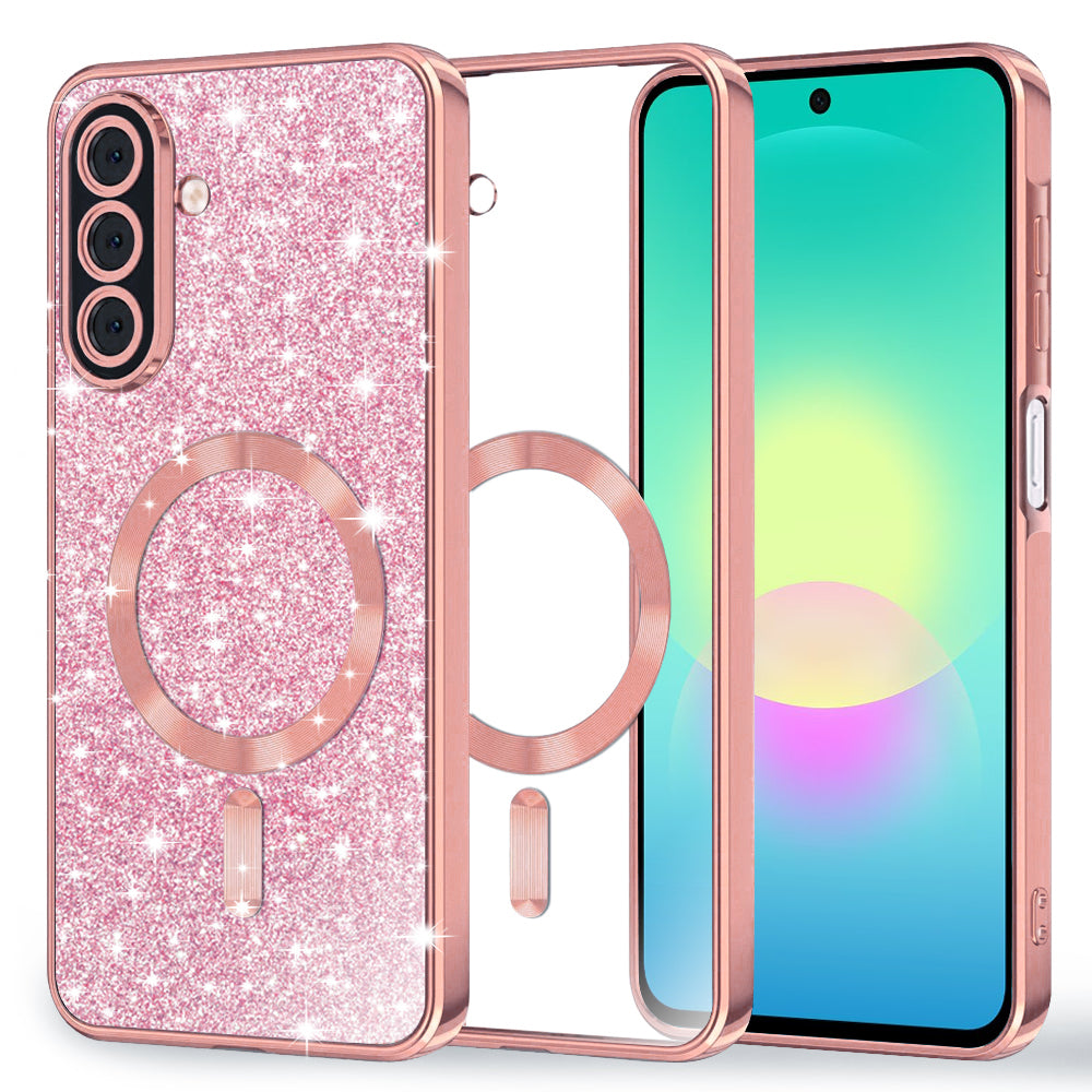 MagSafe-etui til Samsung Galaxy A27 5G, Techsuit, Luxury Glitter, Lyserød Guld
