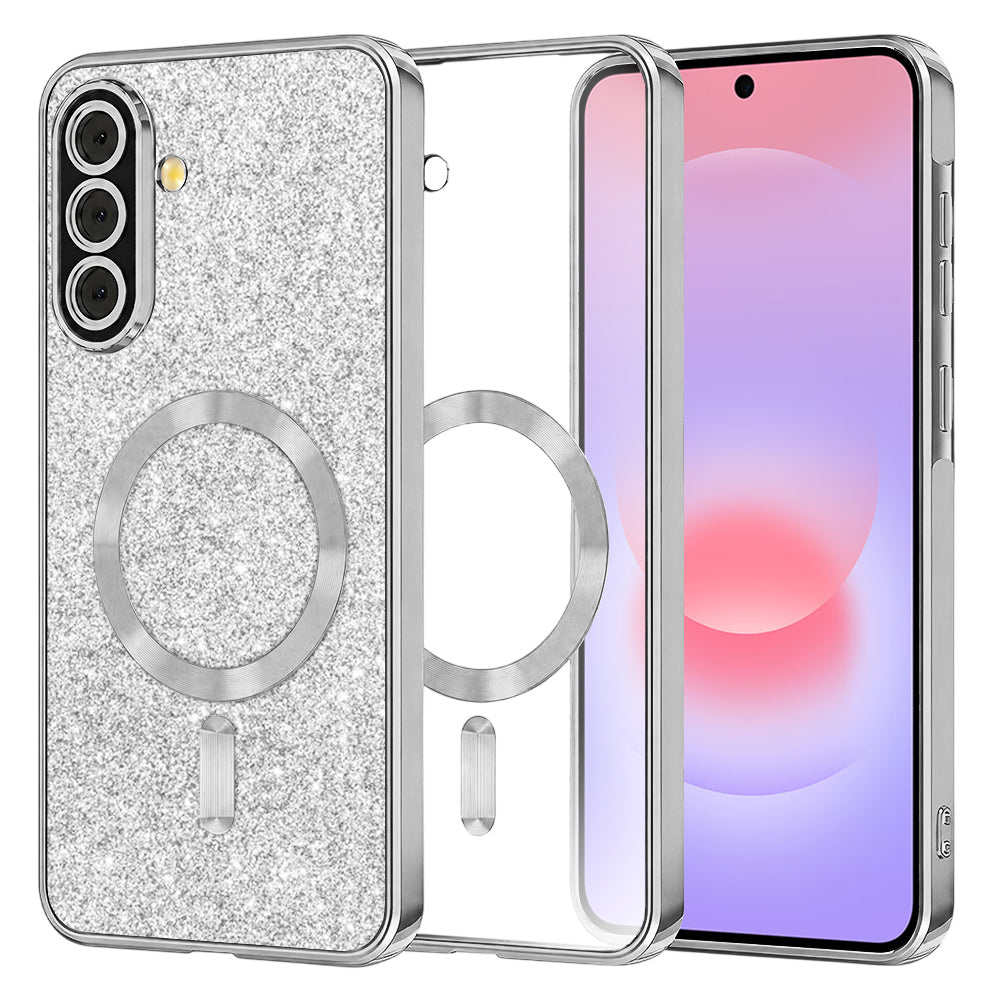 MagSafe-etui til Samsung Galaxy A37 5G, Techsuit, Luxury Glitter, Sølv