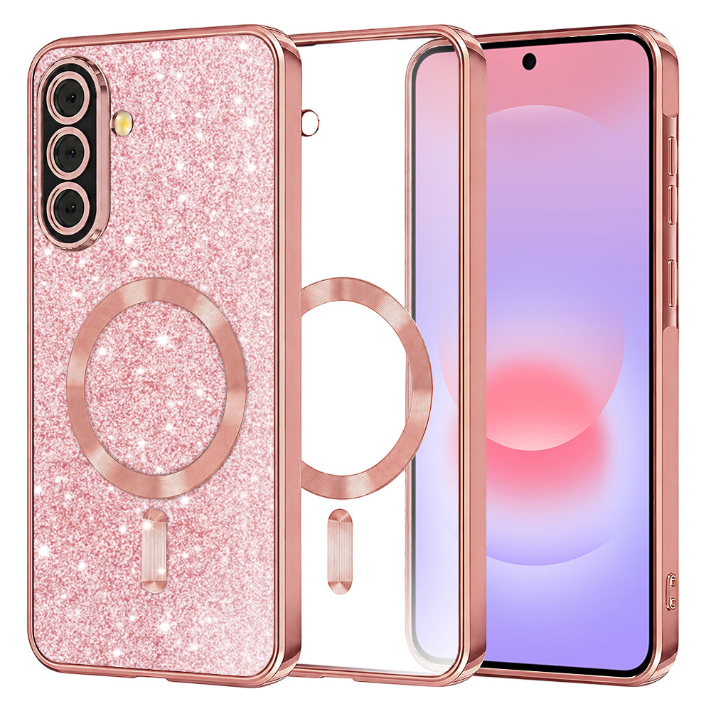 MagSafe-etui til Samsung Galaxy A37 5G, Techsuit, Luxury Glitter, Lyserød Guld