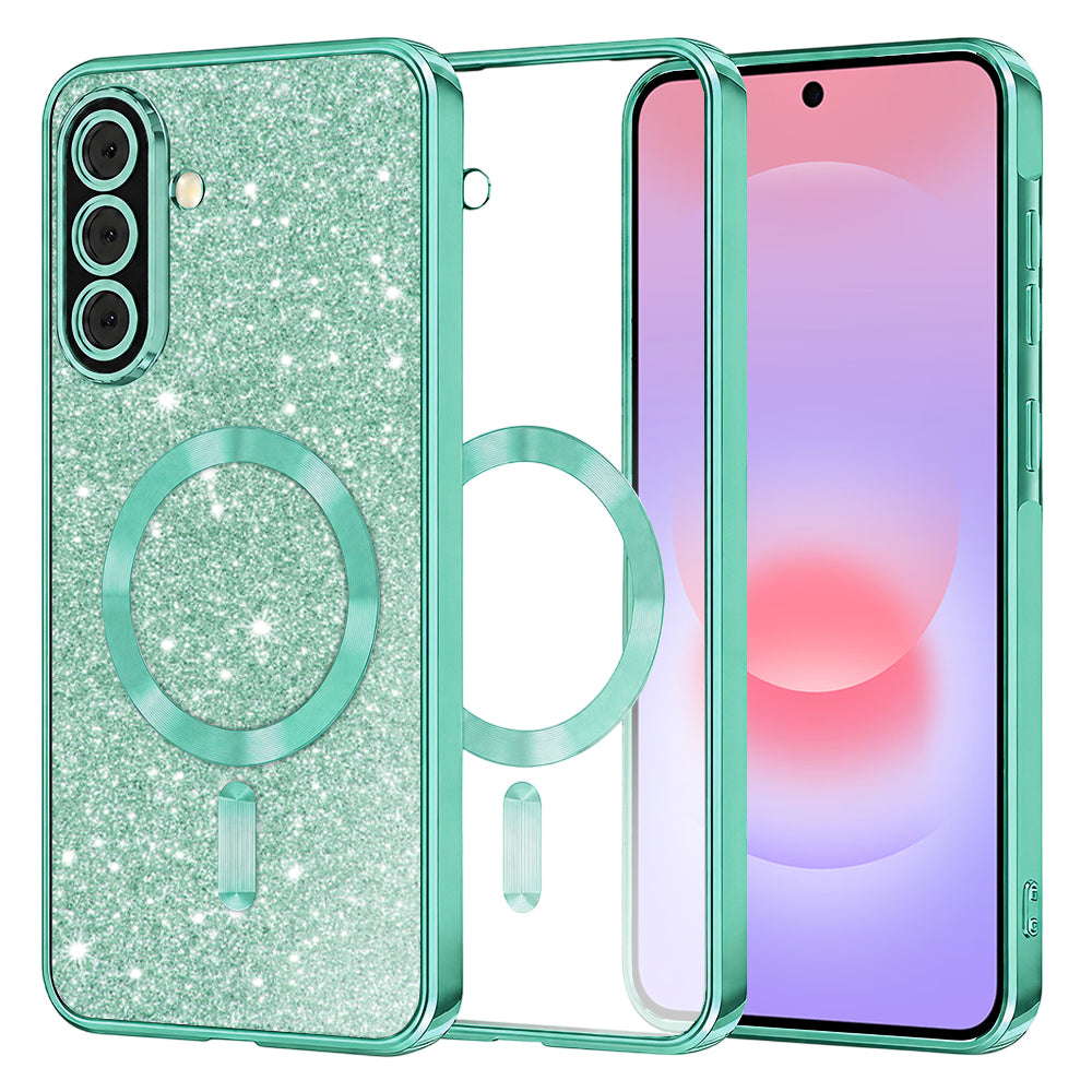MagSafe-etui til Samsung Galaxy A37 5G, Techsuit, Luxury Glitter, Lysegrøn