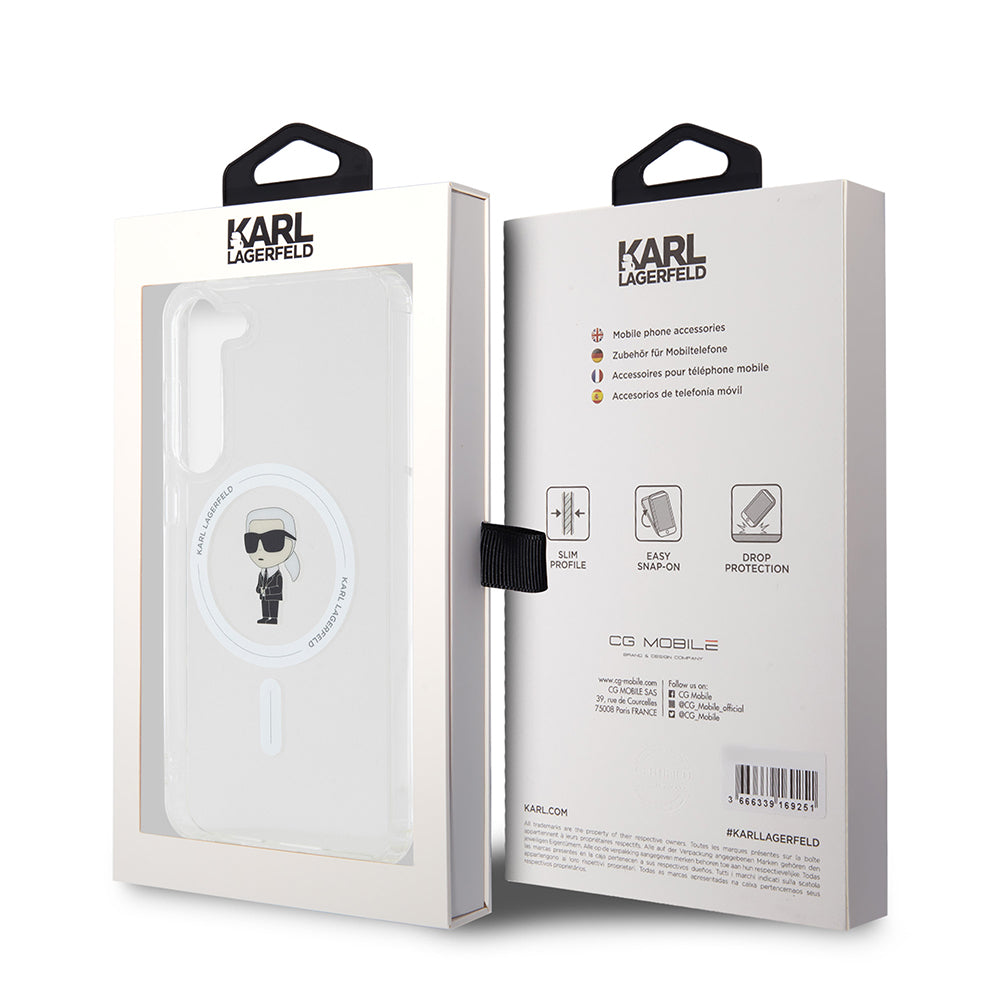 MagSafe cover til Samsung Galaxy S23+ S916, Karl Lagerfeld, IML Ikonik Karl, Gennemsigtig
