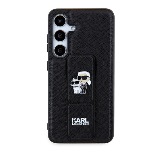 MagSafe cover til Samsung Galaxy S24 S921, Karl Lagerfeld, Saffiano Gripstand Karl & Choupette, Sort