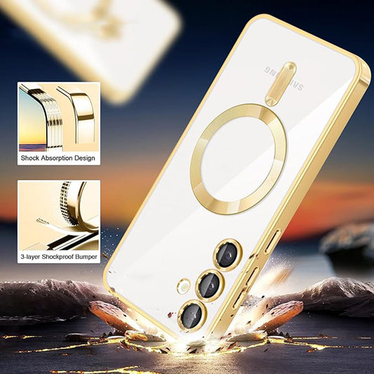 MagSafe-etui til Samsung Galaxy S24 S921, Techsuit, Luxury Crystal, Sølv
