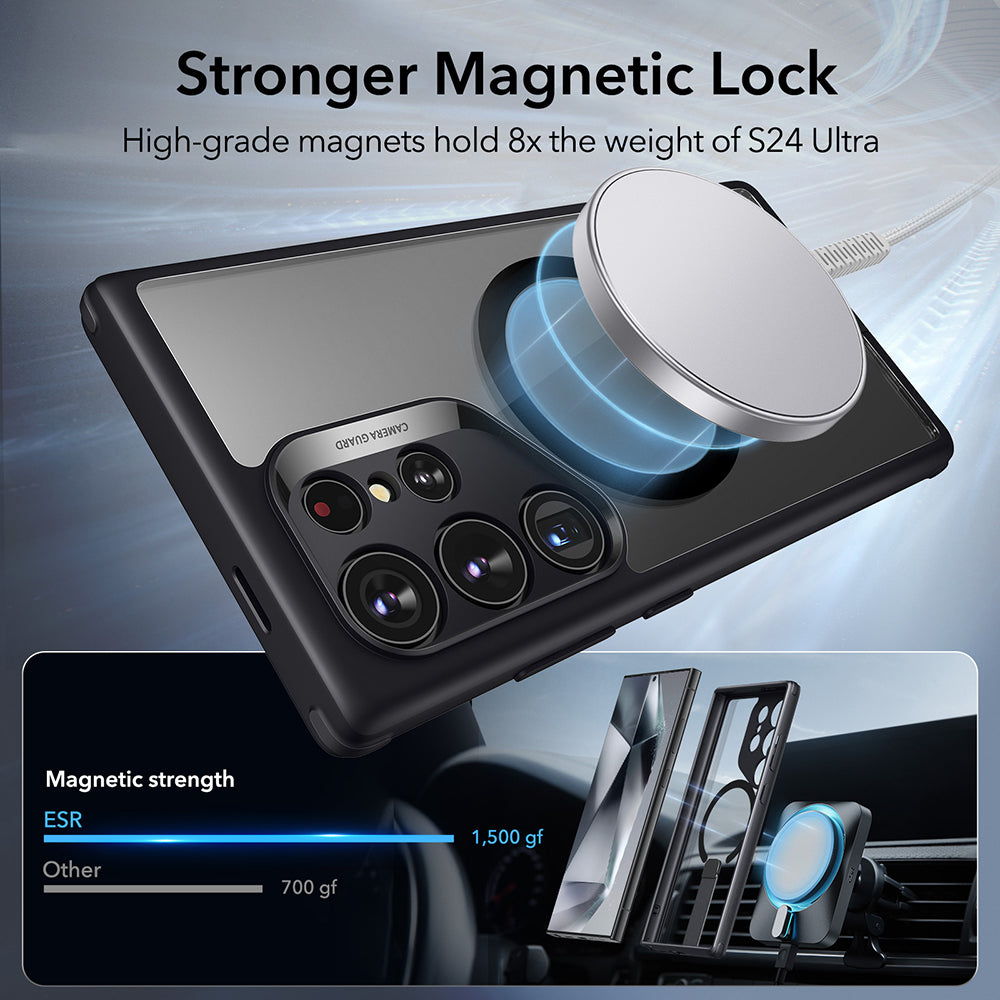 MagSafe cover til Samsung Galaxy S24 Ultra S928, ESR, Boost Flickstand, Sort Transparent