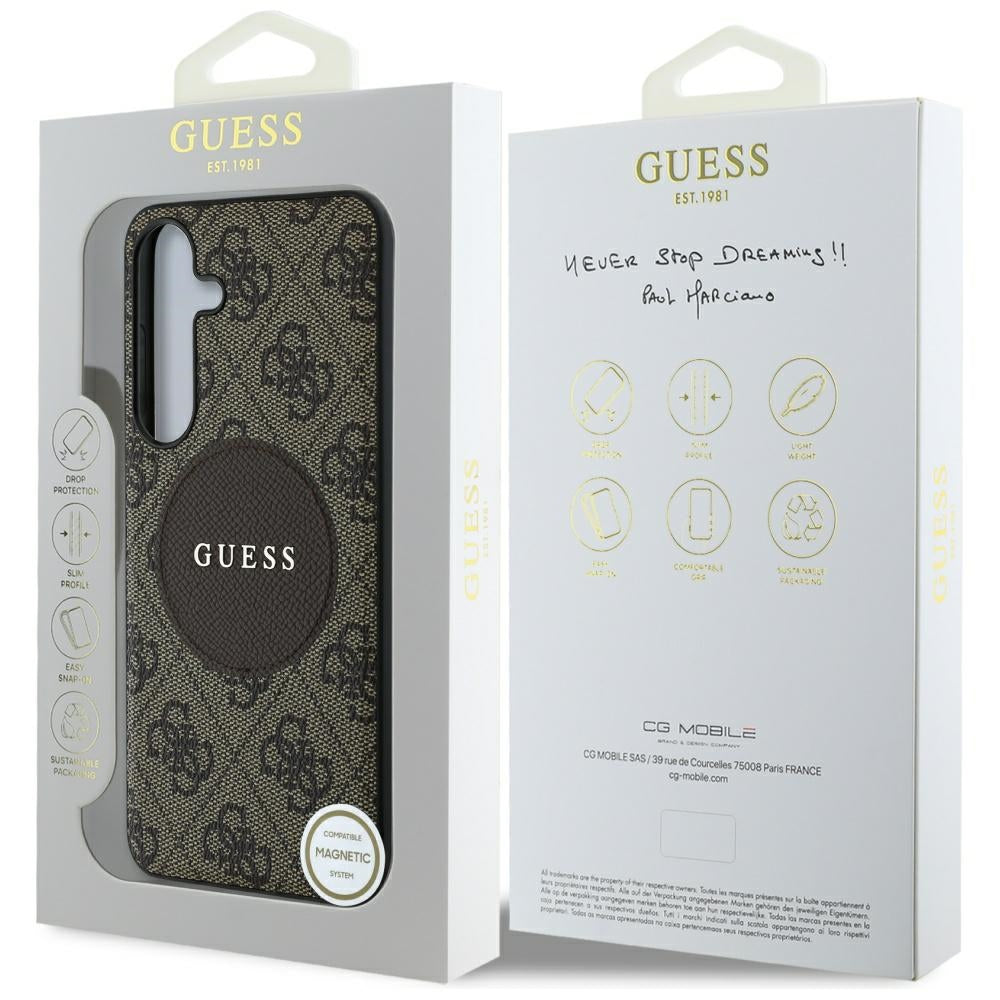 MagSafe cover til Samsung Galaxy S25+ S936, Guess, 4G Circle Classic Logo, Brun