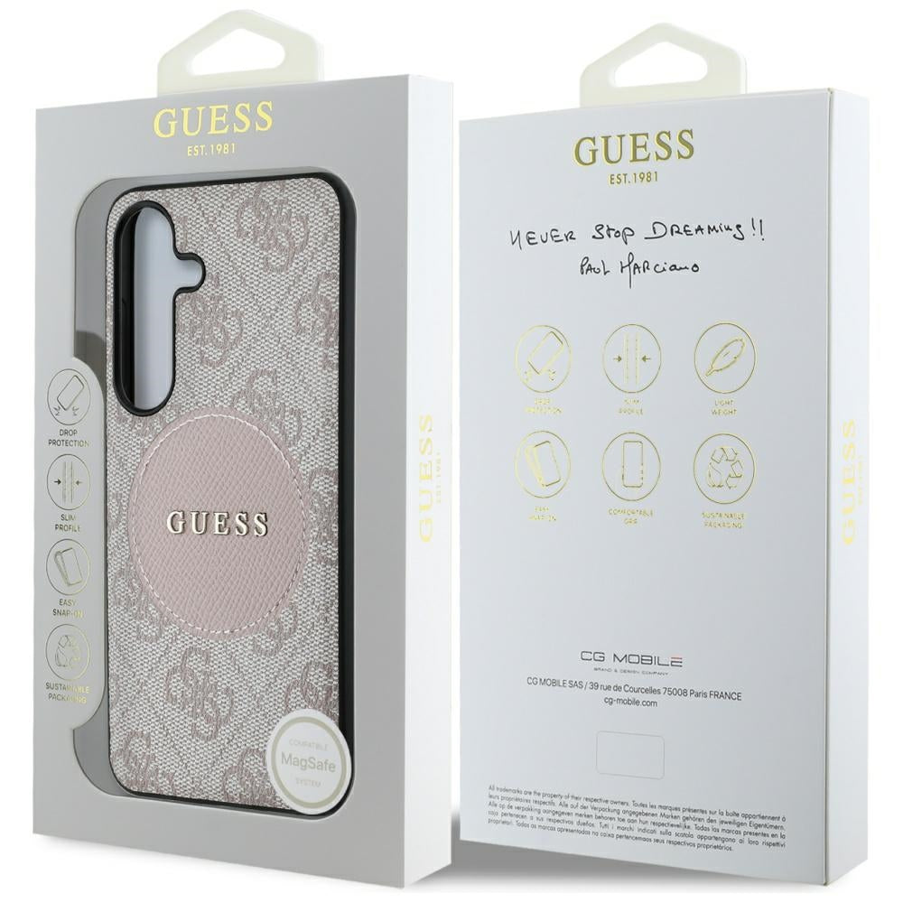 MagSafe cover til Samsung Galaxy S25+ S936, Guess, 4G Circle Classic Logo, Pink