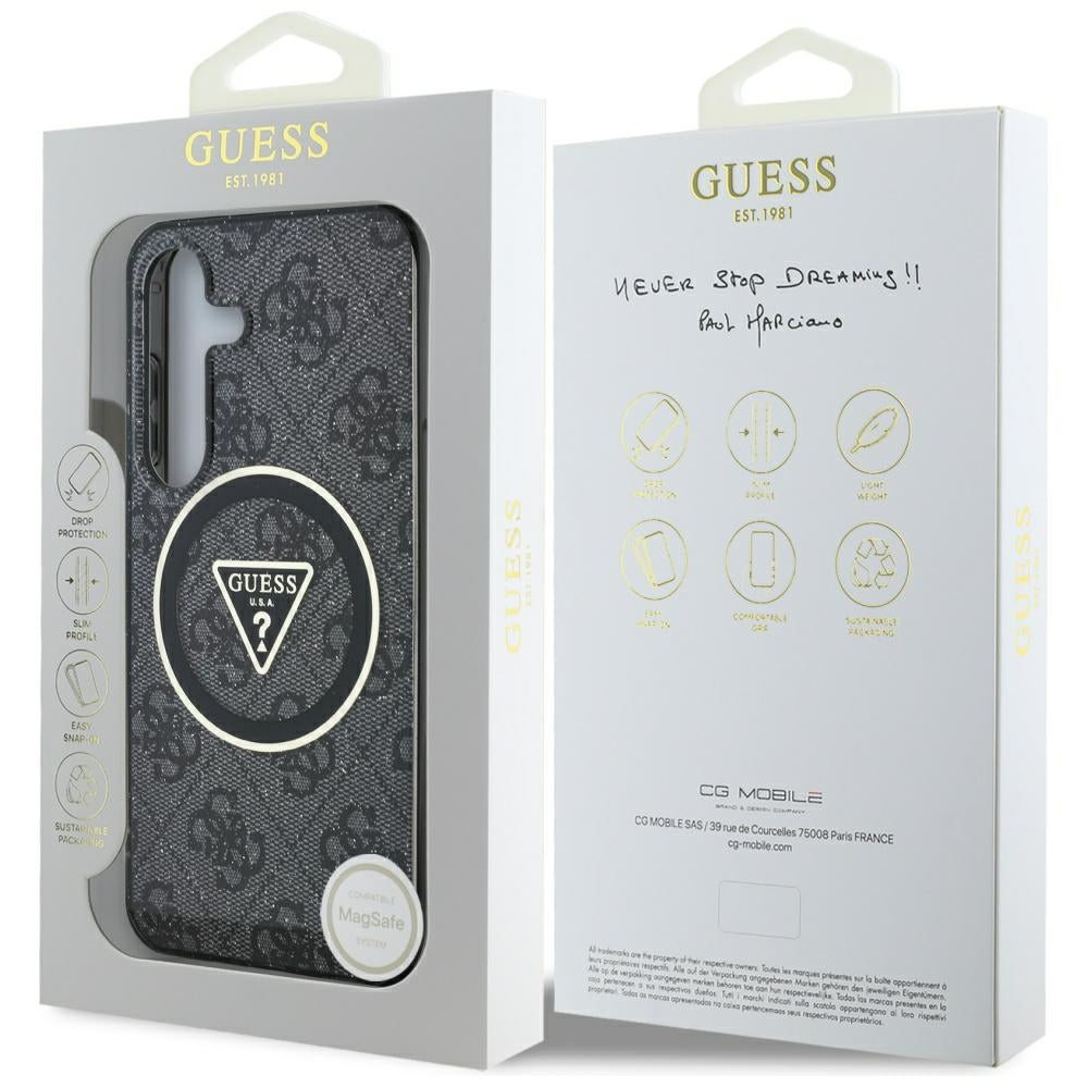 MagSafe cover til Samsung Galaxy S25+ S936, Guess, IML Glitter 4G Circle Triangle, Sort