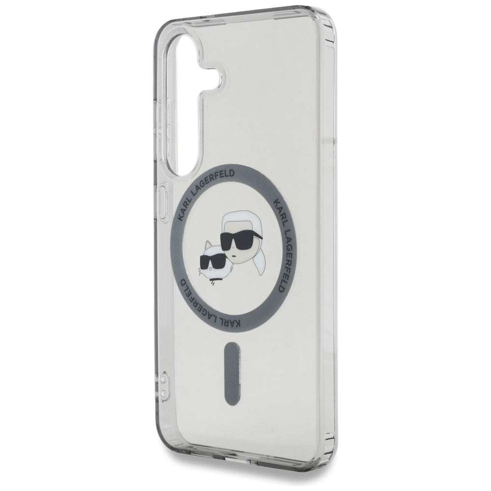 MagSafe cover til Samsung Galaxy S25+ S936, Karl Lagerfeld, IML Metal Karl & Choupette's Heads, Sort