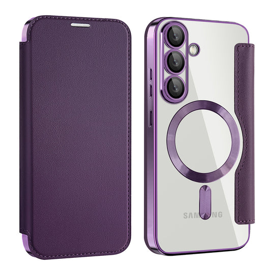MagSafe-etui til Samsung Galaxy S25+ S936, Techsuit, SmartMag Book, Lilla