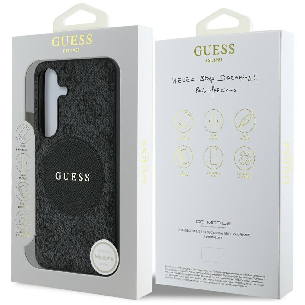 MagSafe cover til Samsung Galaxy S25 S931, Guess, 4G Circle Classic Logo, Sort