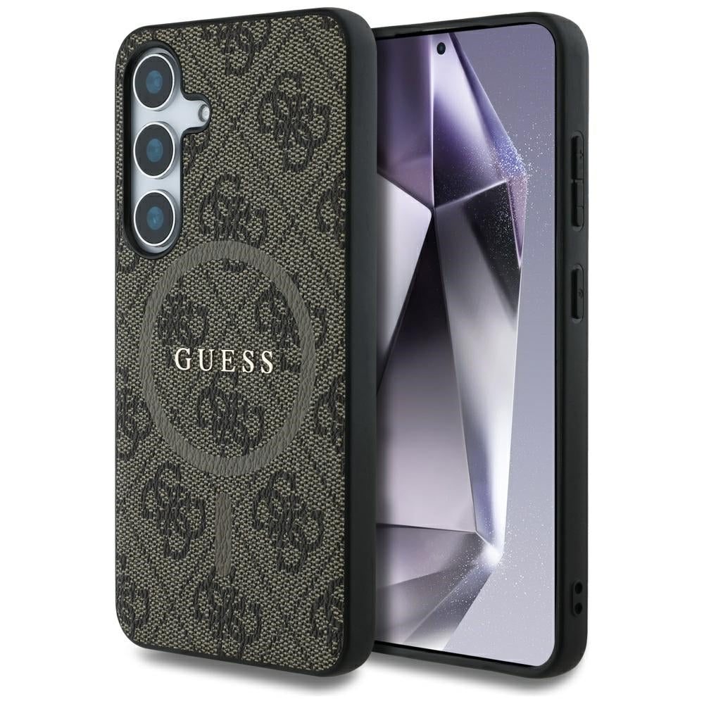 MagSafe cover til Samsung Galaxy S25 S931, Guess, 4G Ring Classic Logo, Brun