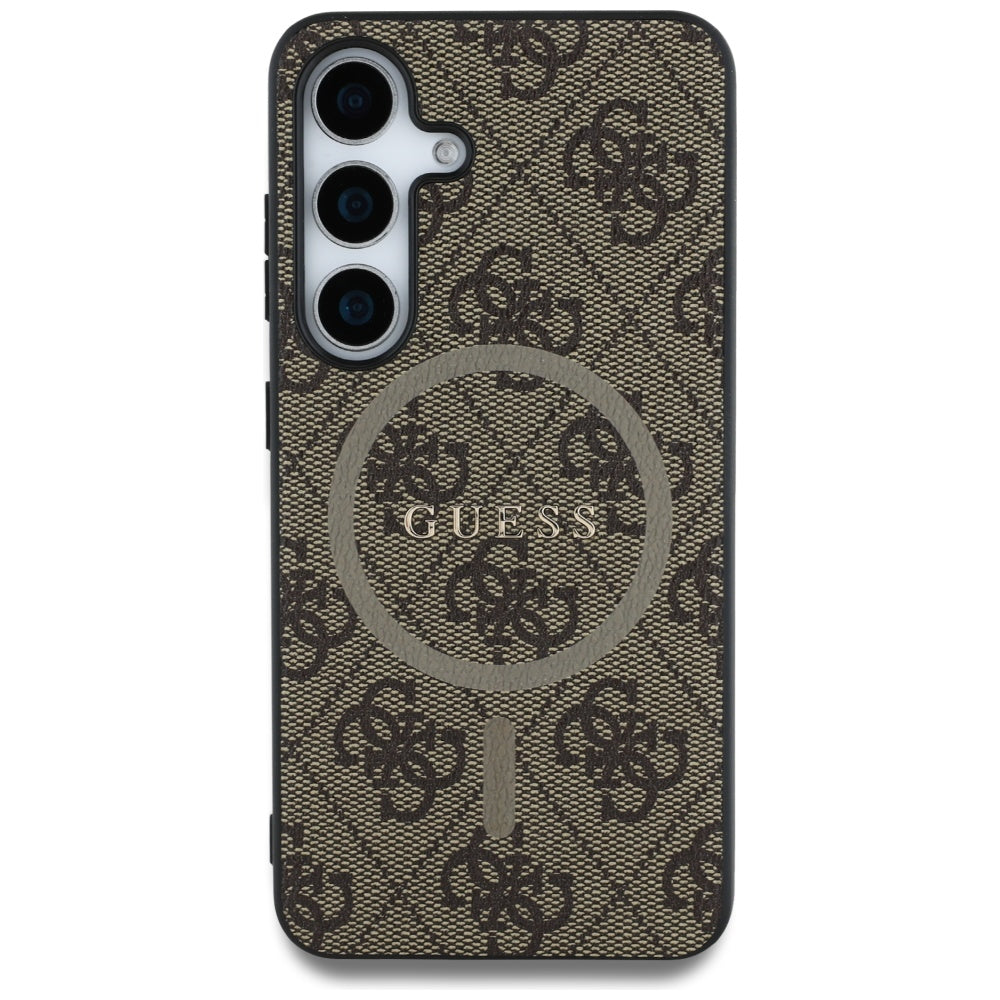 MagSafe cover til Samsung Galaxy S25 S931, Guess, 4G Ring Classic Logo, Brun