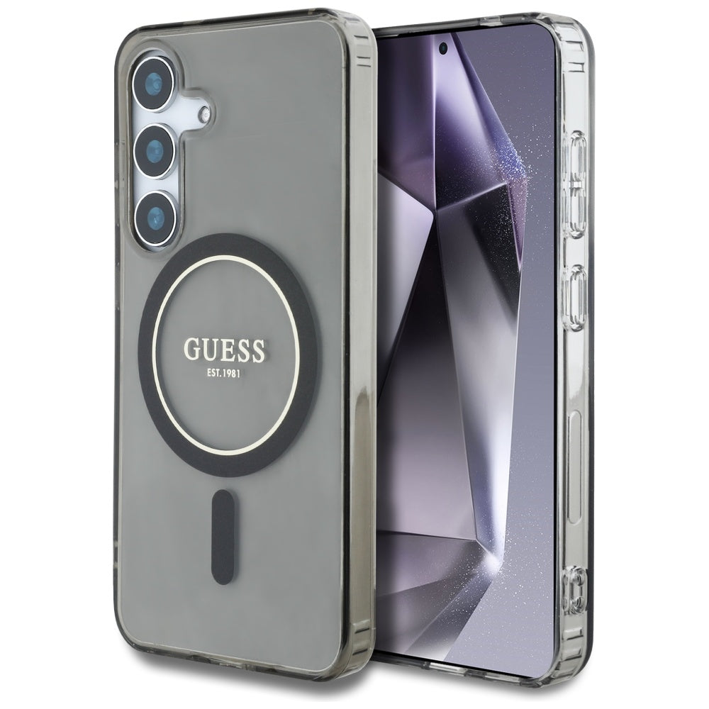 MagSafe cover til Samsung Galaxy S25 S931, Guess, IML Glitter Circle, Sort