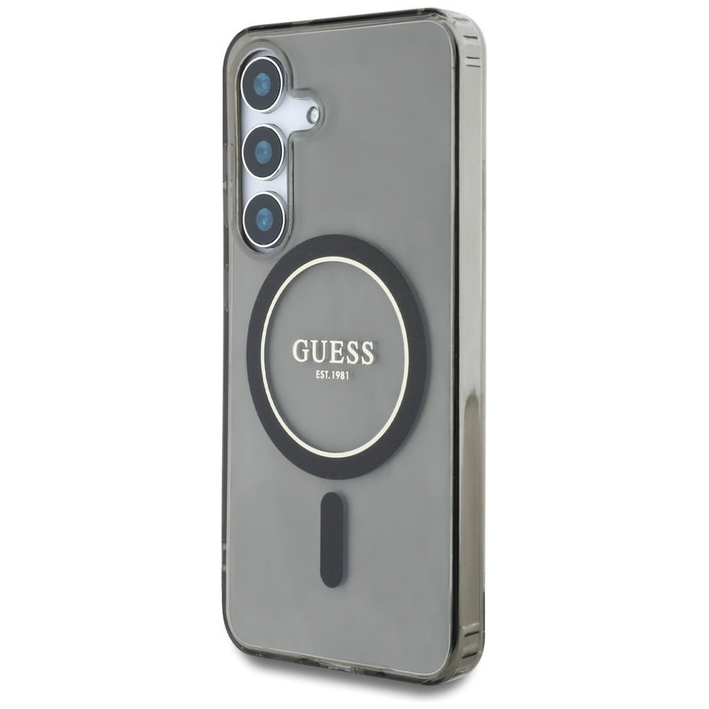 MagSafe cover til Samsung Galaxy S25 S931, Guess, IML Glitter Circle, Sort