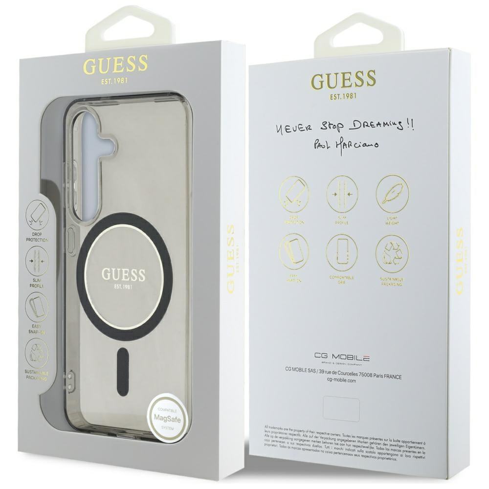 MagSafe cover til Samsung Galaxy S25 S931, Guess, IML Glitter Circle, Sort