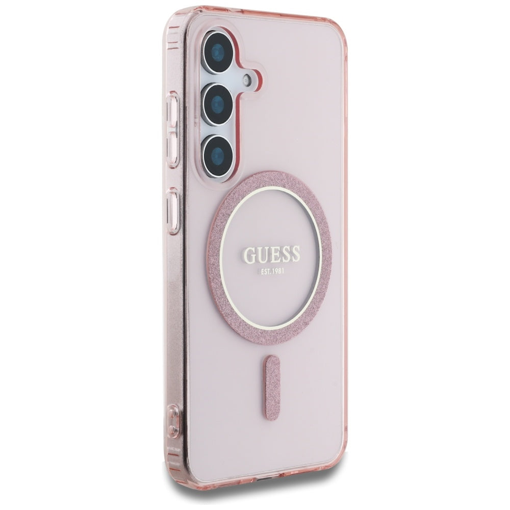 MagSafe cover til Samsung Galaxy S25 S931, Guess, IML Glitter Circle, Pink