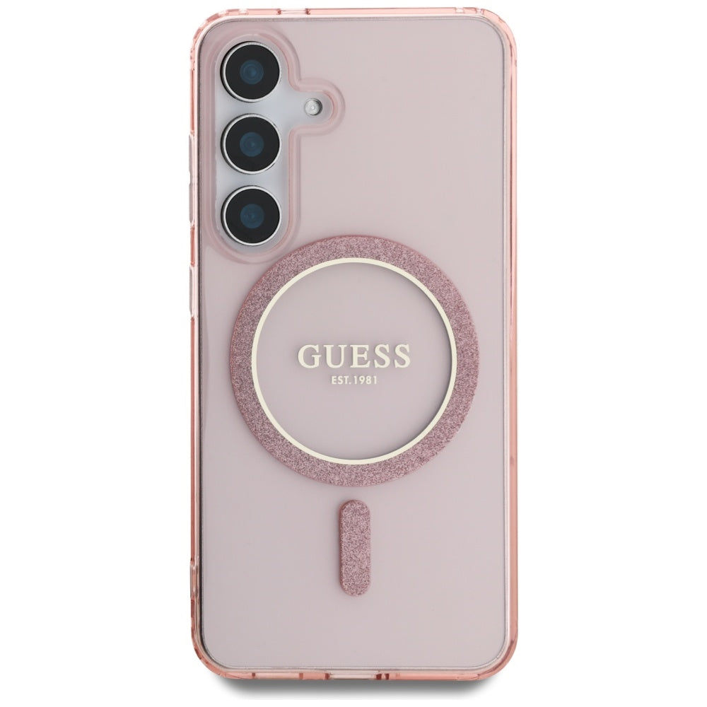 MagSafe cover til Samsung Galaxy S25 S931, Guess, IML Glitter Circle, Pink