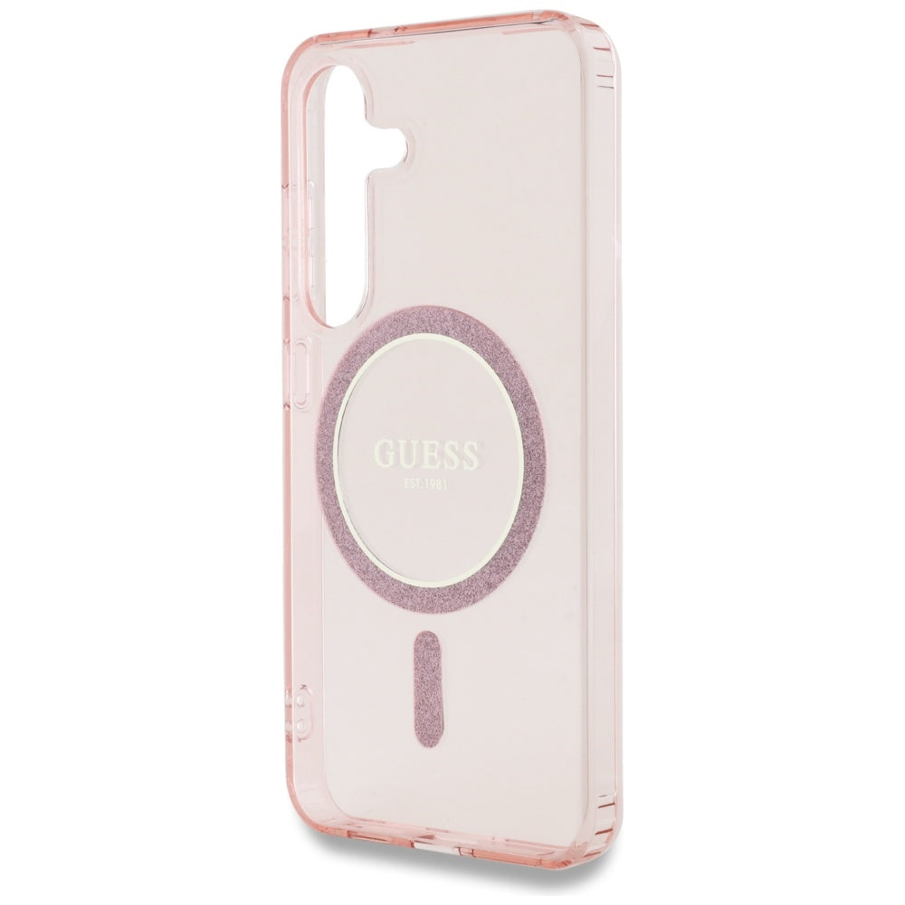 MagSafe cover til Samsung Galaxy S25 S931, Guess, IML Glitter Circle, Pink