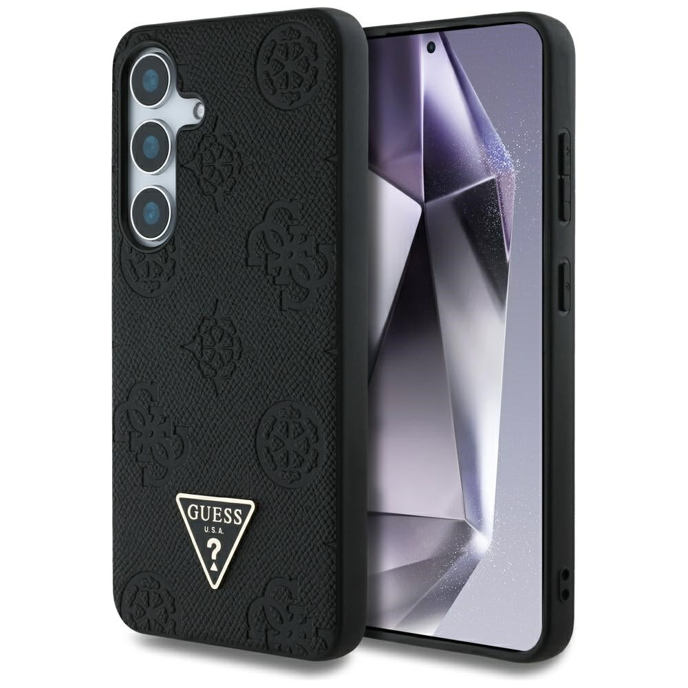 MagSafe cover til Samsung Galaxy S25 S931, Guess, Peony Grained Hot Stamp Triangle, Sort