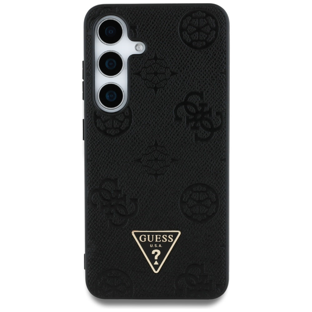 MagSafe cover til Samsung Galaxy S25 S931, Guess, Peony Grained Hot Stamp Triangle, Sort