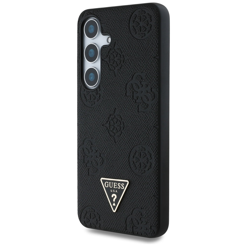 MagSafe cover til Samsung Galaxy S25 S931, Guess, Peony Grained Hot Stamp Triangle, Sort