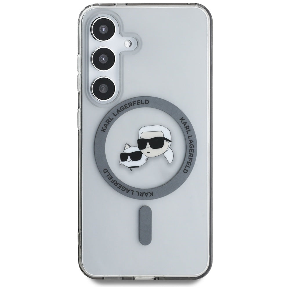 MagSafe cover til Samsung Galaxy S25 S931, Karl Lagerfeld, IML Metal Karl & Choupette's Heads, Sort