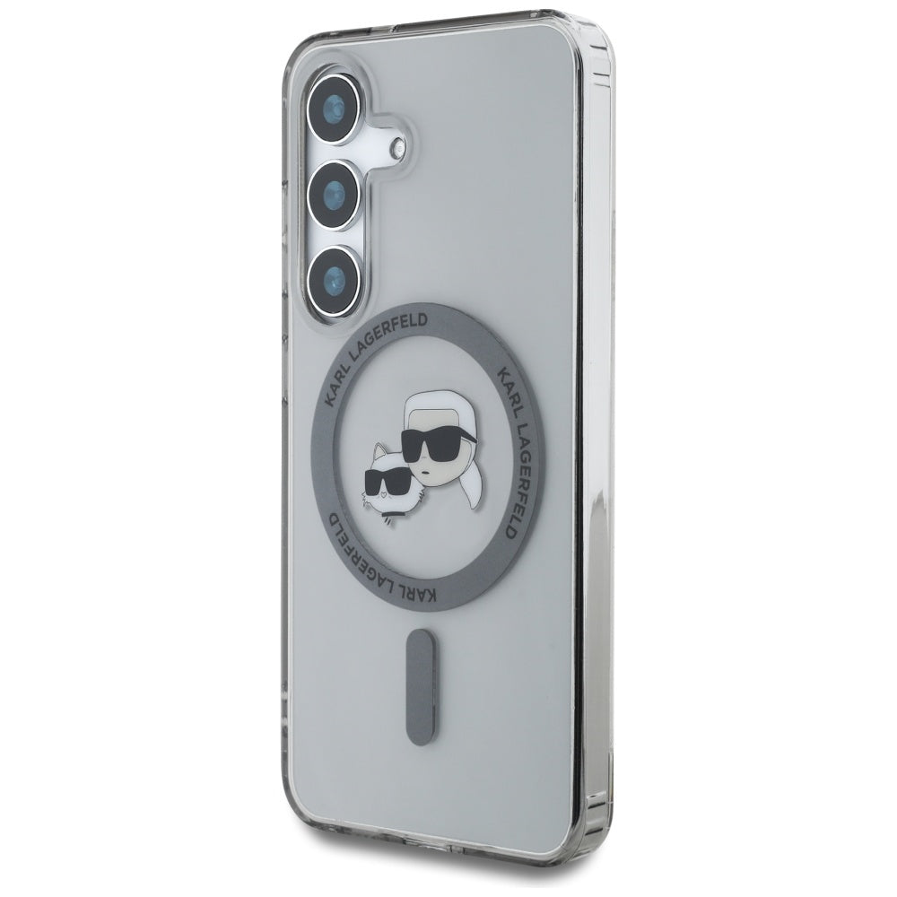 MagSafe cover til Samsung Galaxy S25 S931, Karl Lagerfeld, IML Metal Karl & Choupette's Heads, Sort