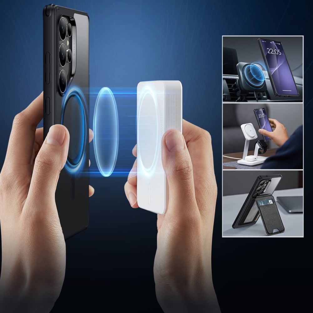 MagSafe cover til Samsung Galaxy S25 Ultra S938, ESR, Classic Hybrid, Sort Transparent