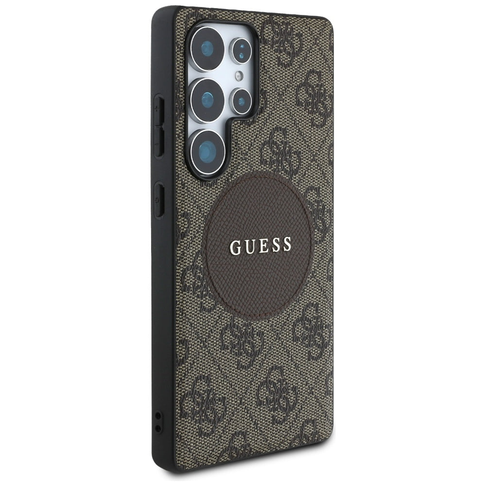 MagSafe cover til Samsung Galaxy S25 Ultra S938, Guess, 4G Circle Classic Logo, Brun