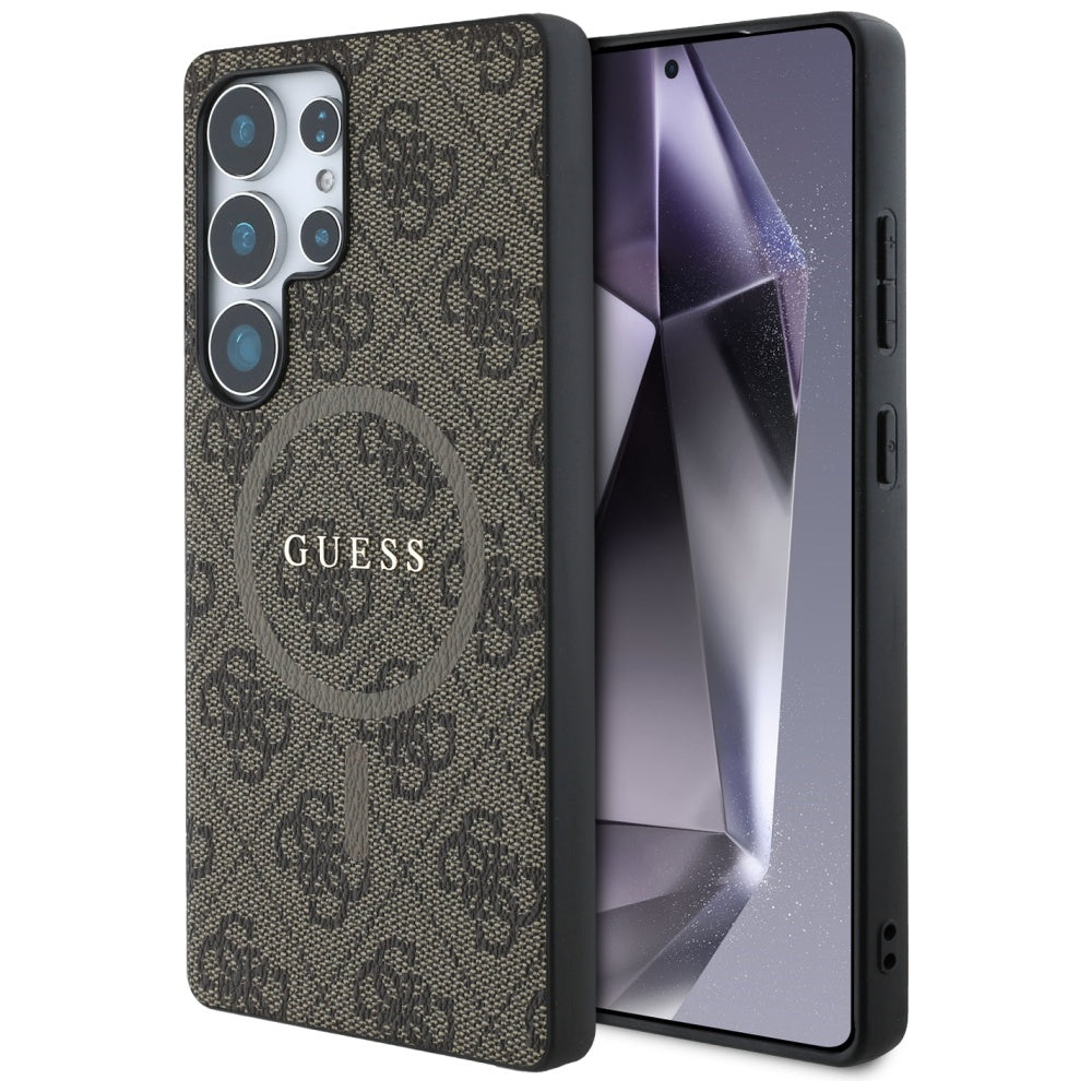 MagSafe cover til Samsung Galaxy S25 Ultra S938, Guess, 4G Ring Classic Logo, Brun