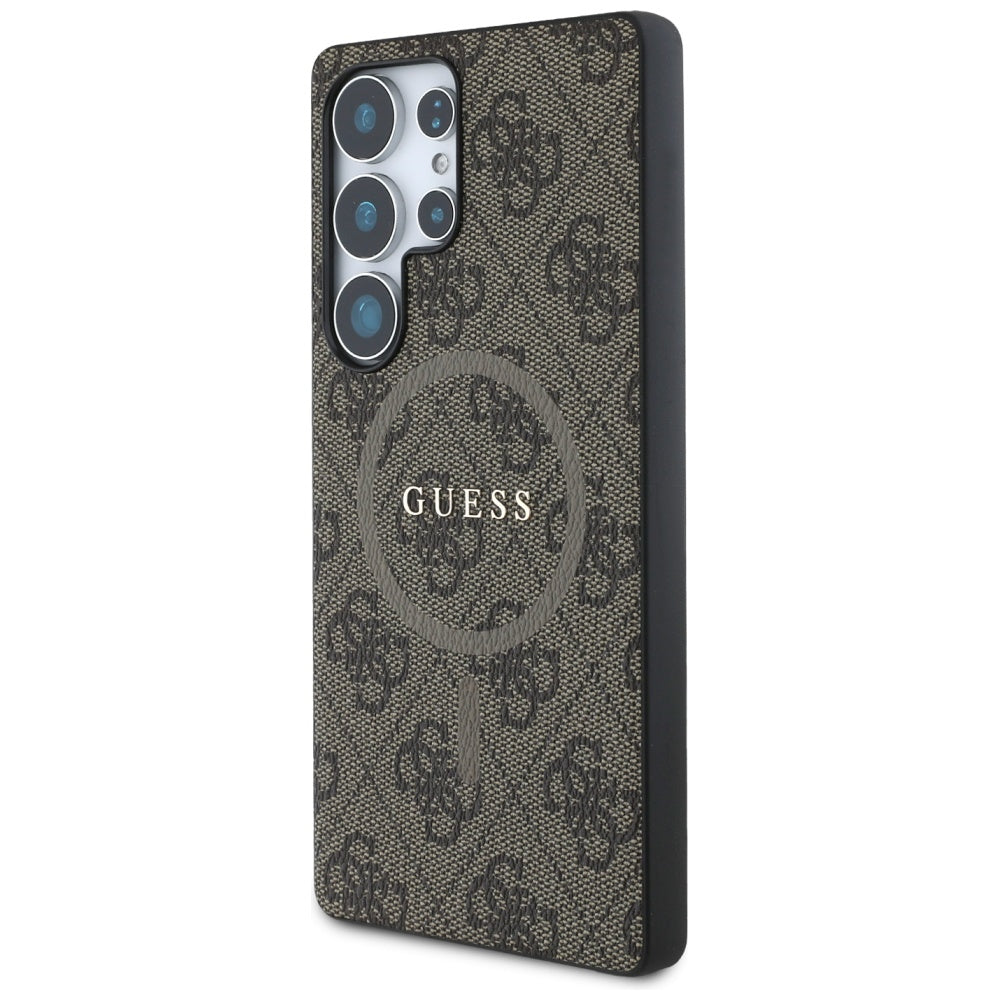 MagSafe cover til Samsung Galaxy S25 Ultra S938, Guess, 4G Ring Classic Logo, Brun