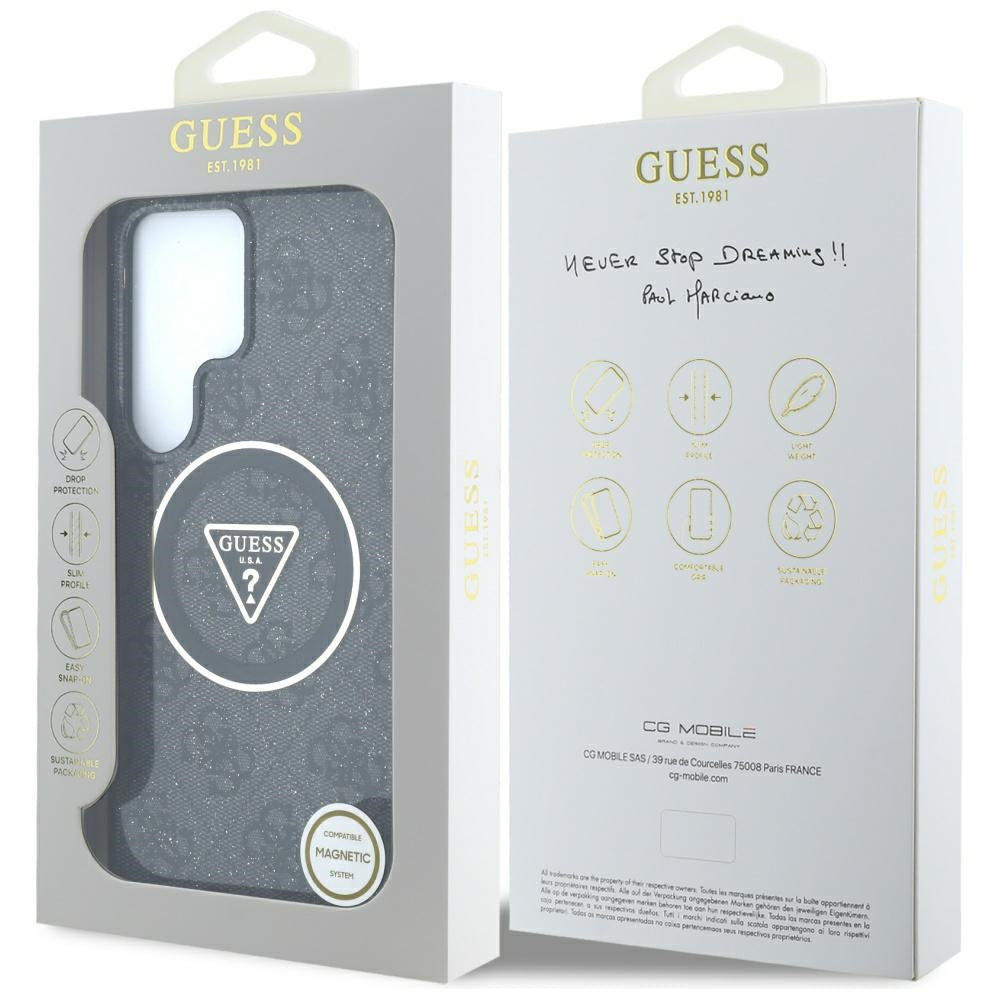 MagSafe cover til Samsung Galaxy S25 Ultra S938, Guess, IML Glitter 4G Circle Triangle, Sort