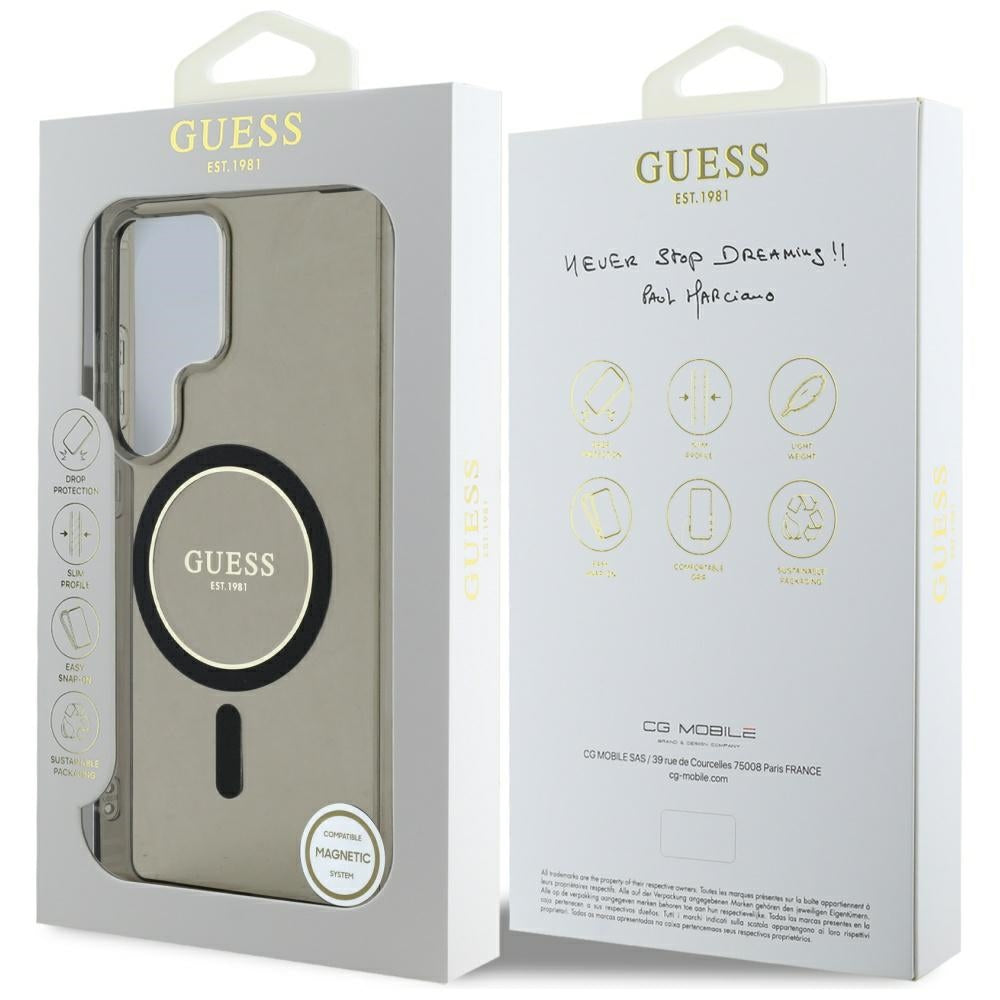 MagSafe cover til Samsung Galaxy S25 Ultra S938, Guess, IML Glitter Circle, Sort