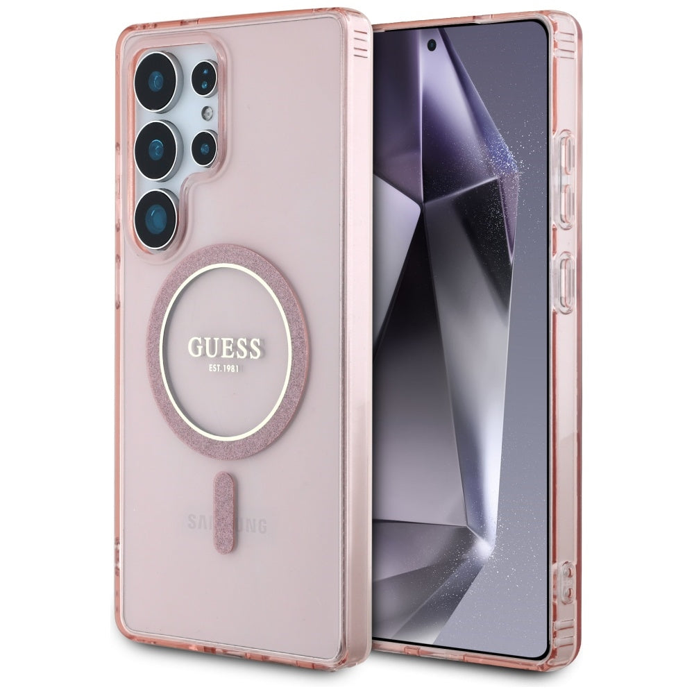 MagSafe cover til Samsung Galaxy S25 Ultra S938, Guess, IML Glitter Circle, Pink