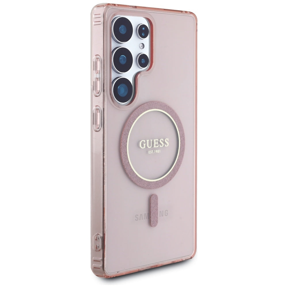 MagSafe cover til Samsung Galaxy S25 Ultra S938, Guess, IML Glitter Circle, Pink