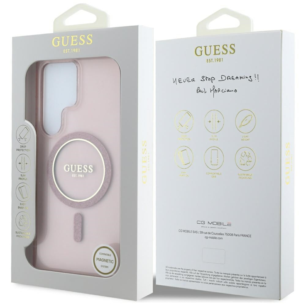 MagSafe cover til Samsung Galaxy S25 Ultra S938, Guess, IML Glitter Circle, Pink