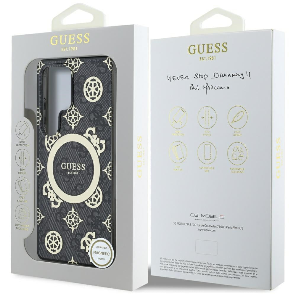 MagSafe cover til Samsung Galaxy S25 Ultra S938, Guess, IML Peony On 4G Background, Sort