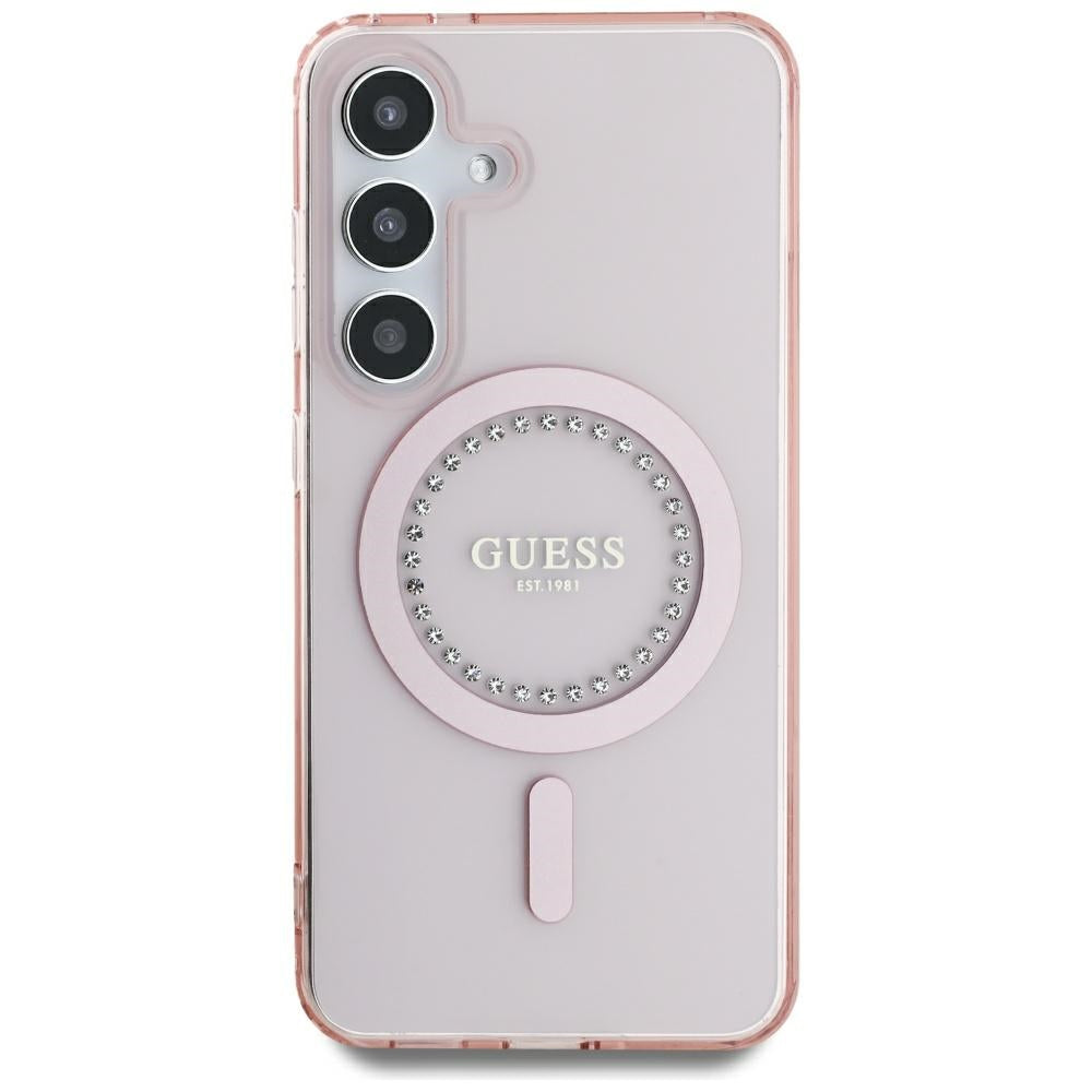 MagSafe cover til Samsung Galaxy S25 S931, Guess, IML Rhinestone, Pink