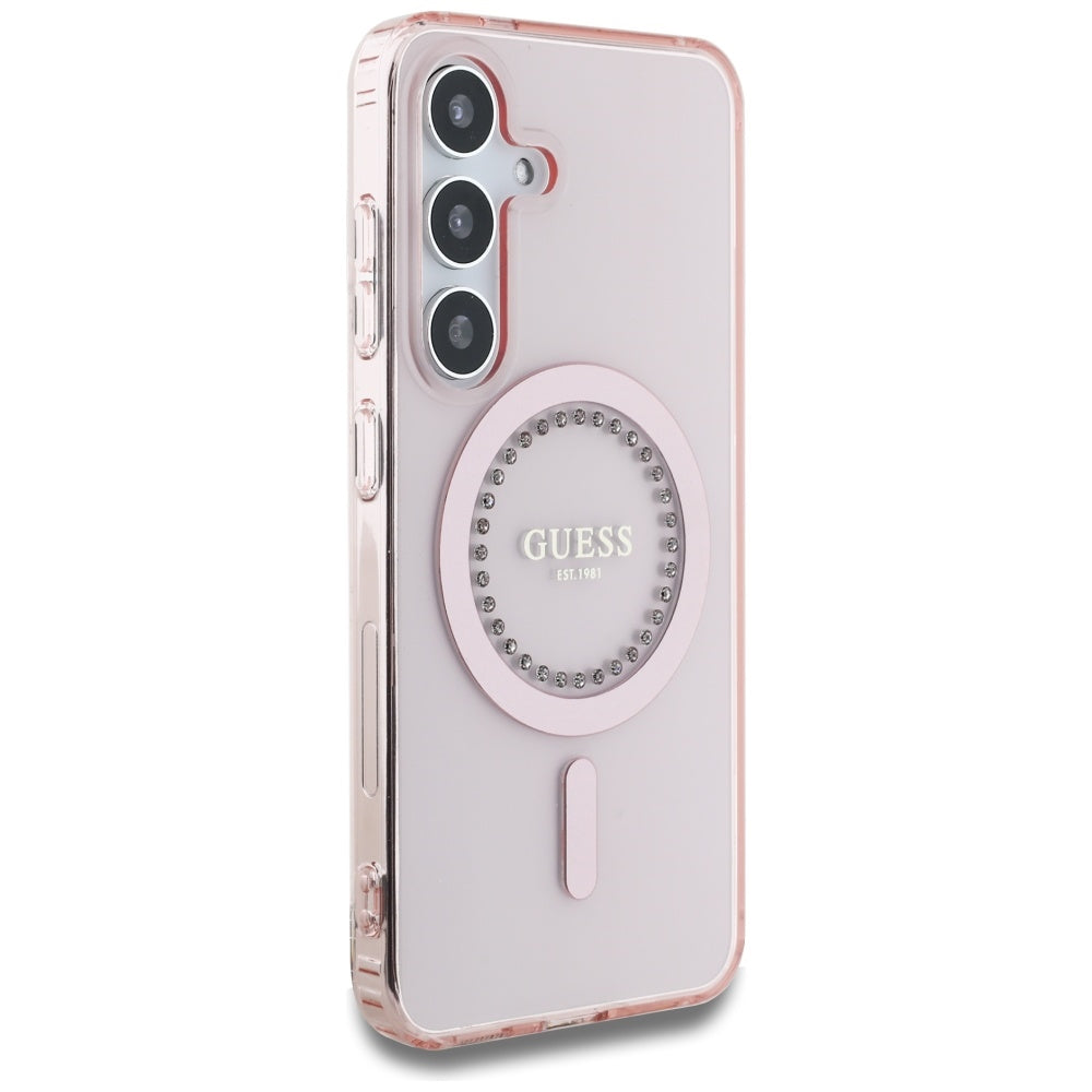 MagSafe cover til Samsung Galaxy S25 S931, Guess, IML Rhinestone, Pink
