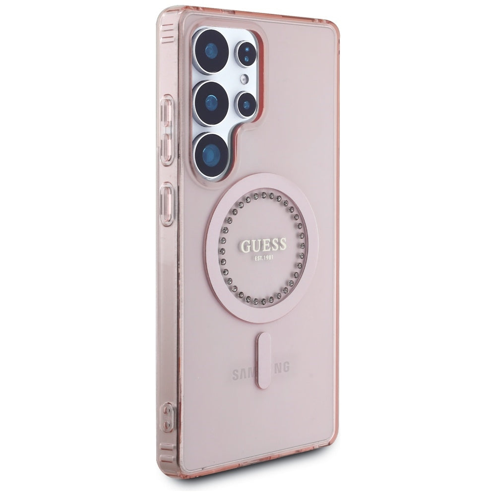 MagSafe cover til Samsung Galaxy S25 Ultra S938, Guess, IML Rhinestone, Pink