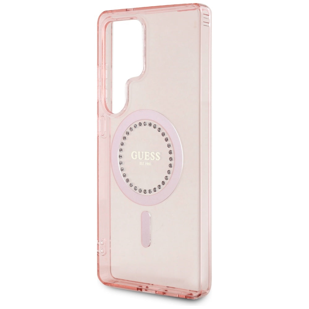 MagSafe cover til Samsung Galaxy S25 Ultra S938, Guess, IML Rhinestone, Pink