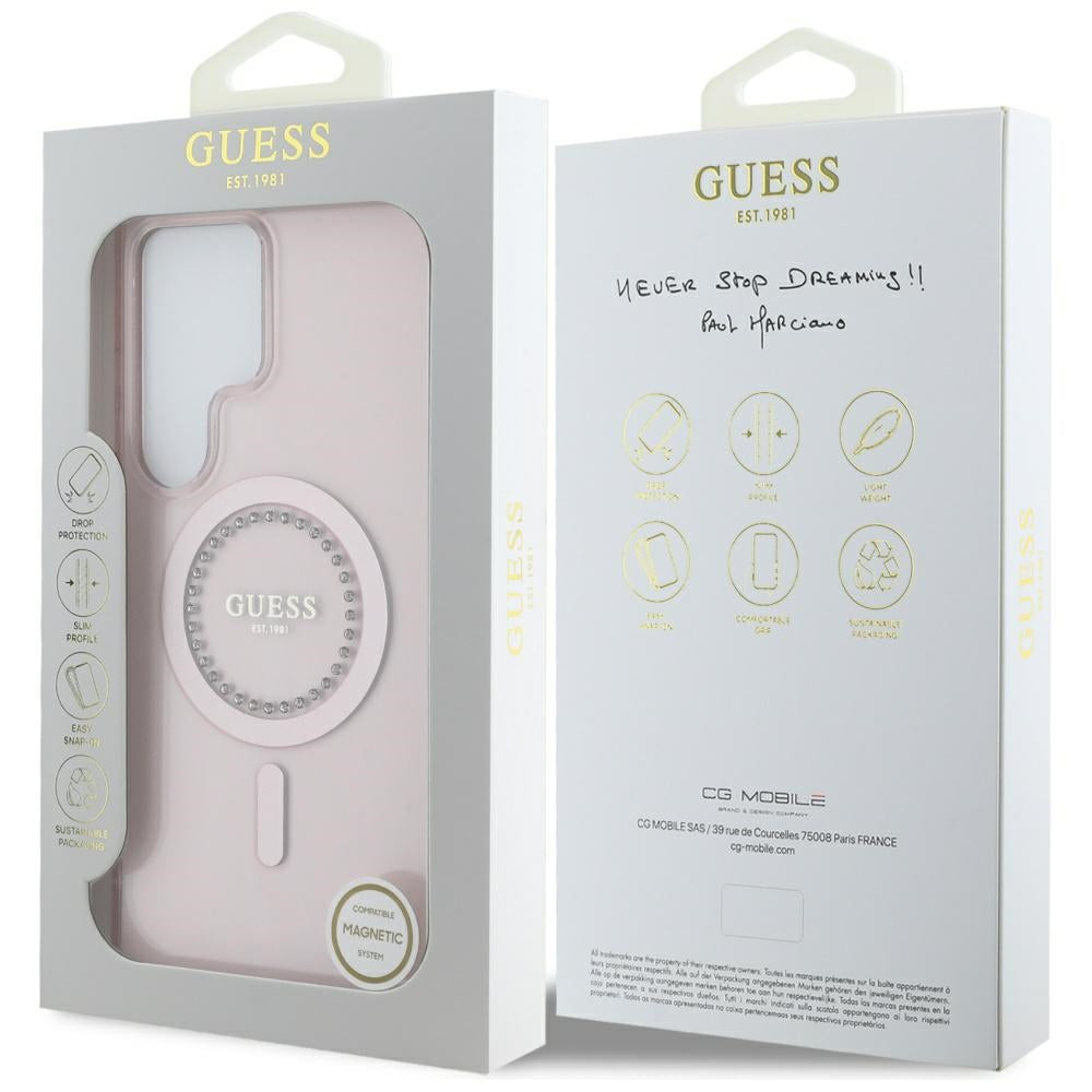MagSafe cover til Samsung Galaxy S25 Ultra S938, Guess, IML Rhinestone, Pink