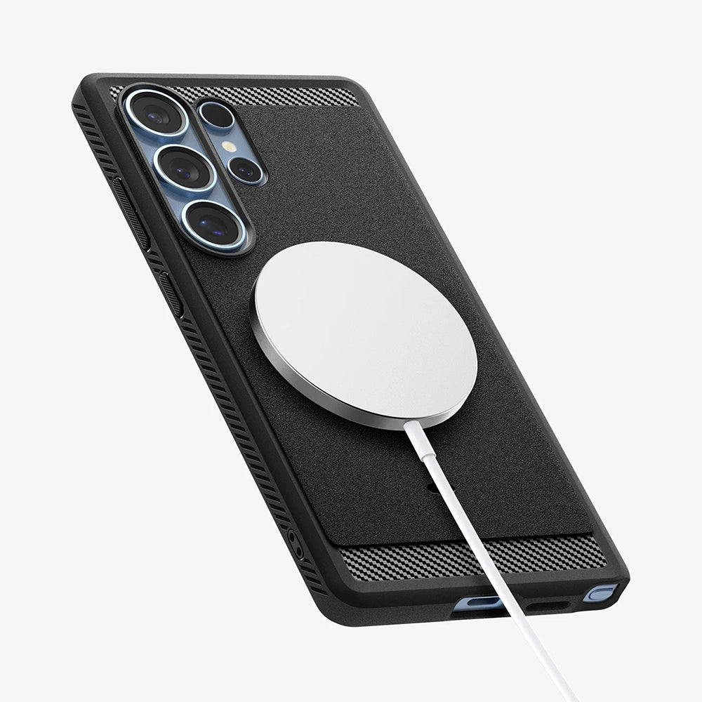 MagSafe cover til Samsung Galaxy S25 Ultra S938, Spigen, Rugged Armor, Mat Sort ACS08951