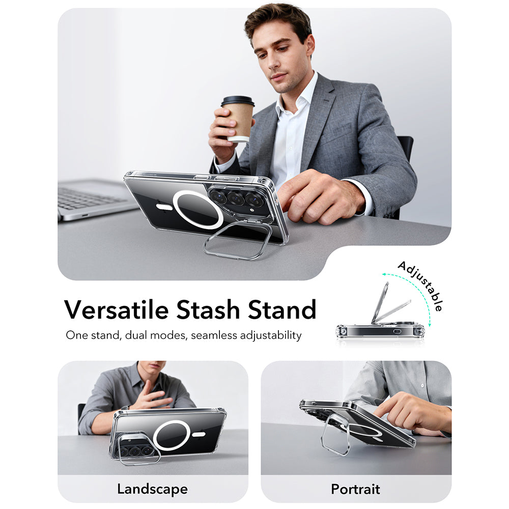 MagSafe cover til Samsung Galaxy S26 S942, ESR, Classic Hybrid Kickstand, Gennemsigtig