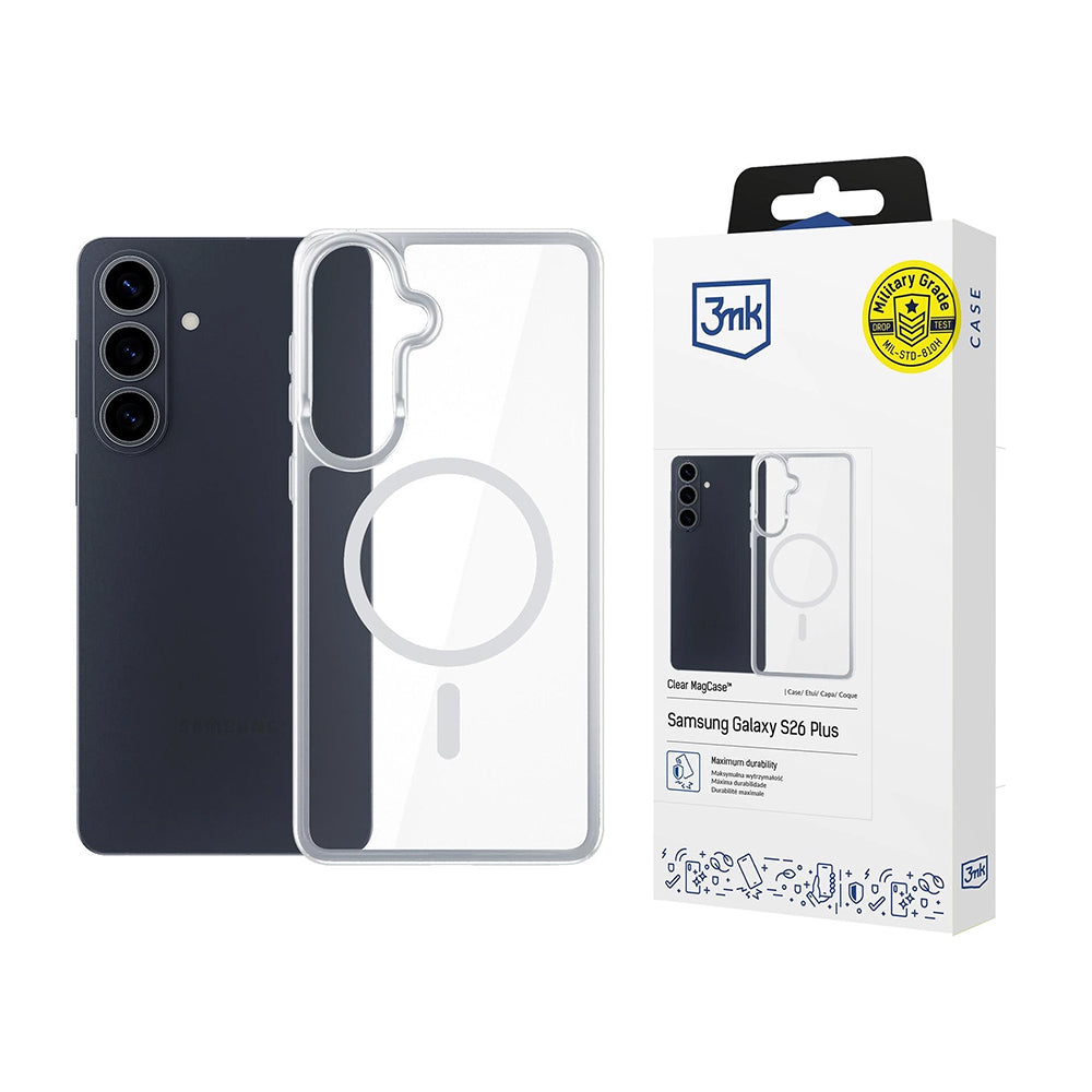 MagSafe cover til Samsung Galaxy S26 Plus S947, 3MK, Armor MagCase, Gennemsigtig