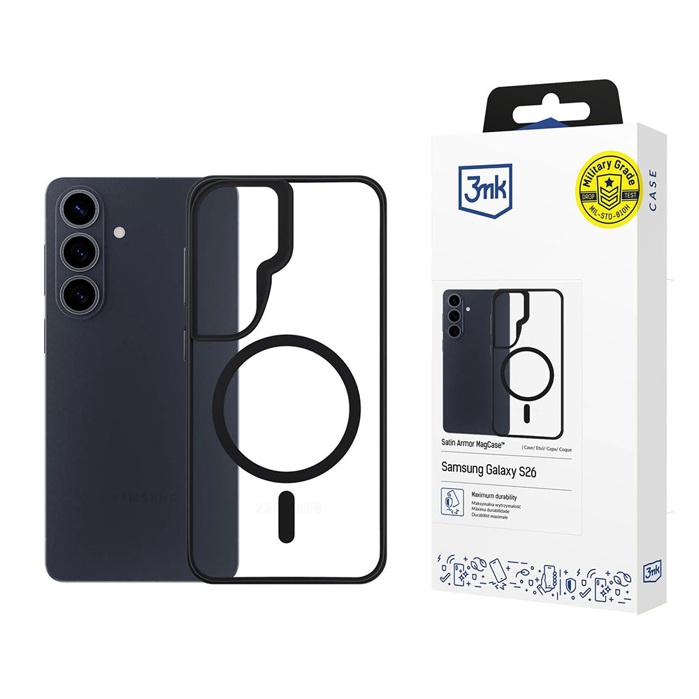 MagSafe cover til Samsung Galaxy S26 Plus, 3MK, Satin Armor, Transparent