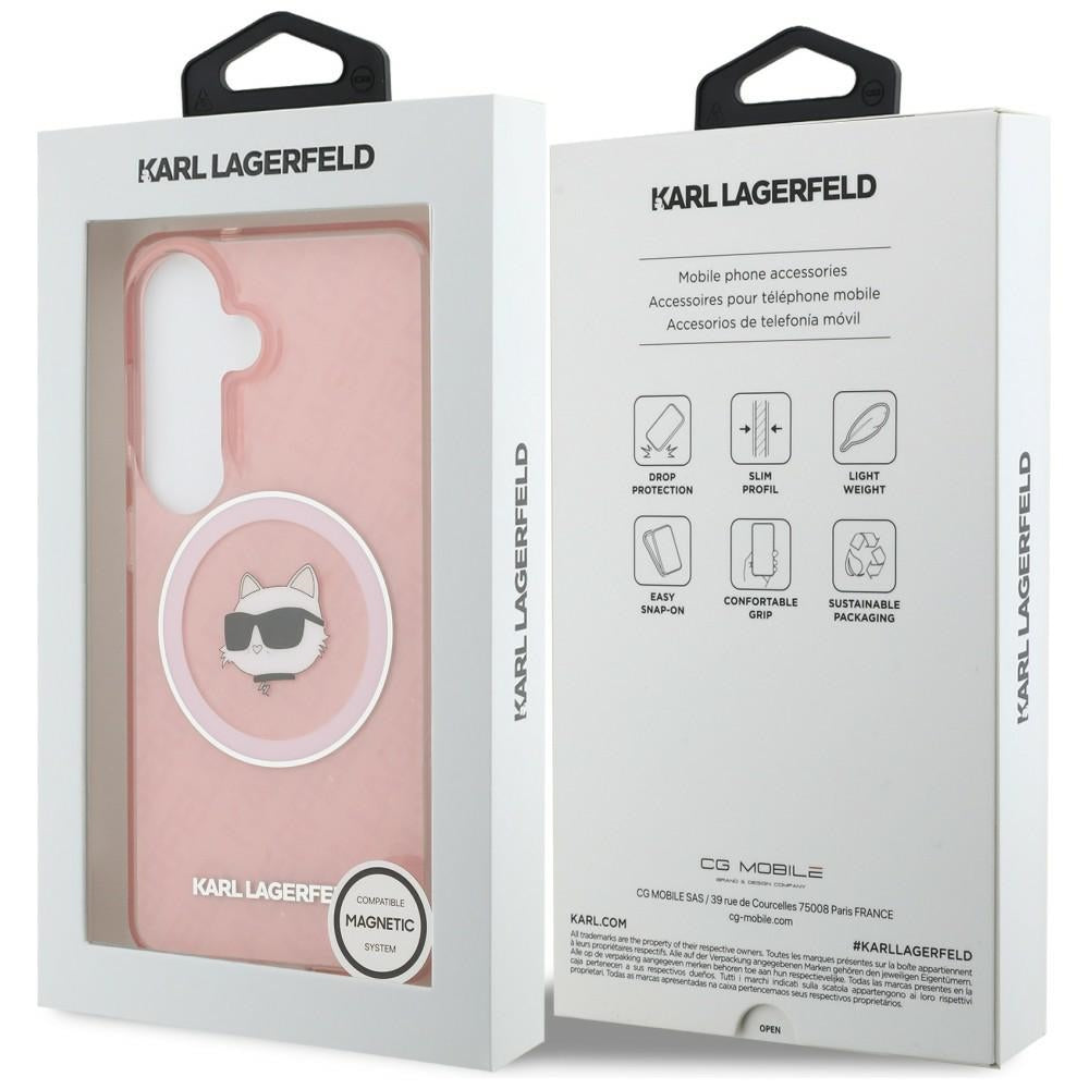 MagSafe cover til Samsung Galaxy S26 Plus S947, Karl Lagerfeld, IML Choupette Head on KL Repeated Logo, Pink