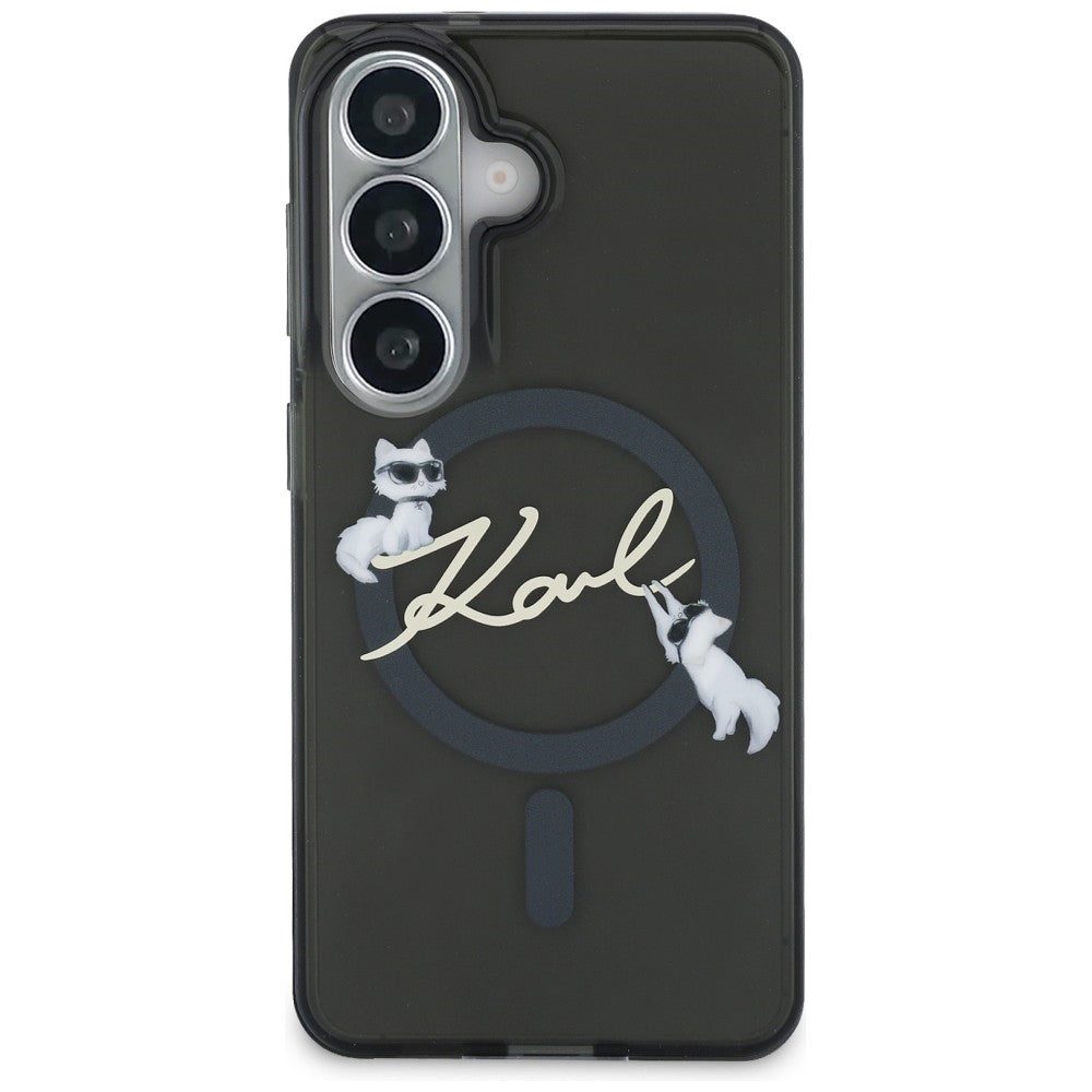 MagSafe-etui til Samsung Galaxy S26 Plus S947, Karl Lagerfeld, IML Choupette Karl Script Logo, Sort