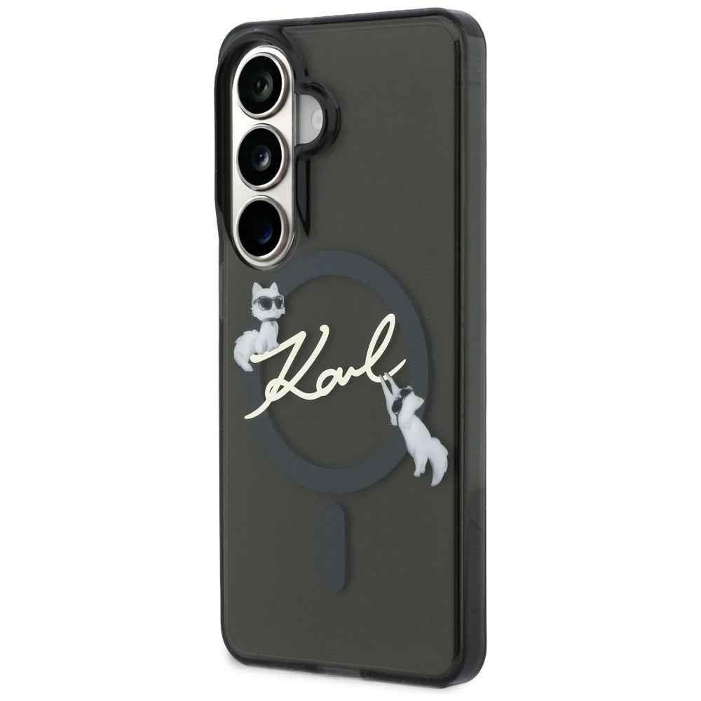 MagSafe-etui til Samsung Galaxy S26 Plus S947, Karl Lagerfeld, IML Choupette Karl Script Logo, Sort