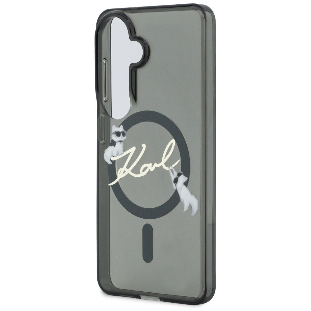 MagSafe-etui til Samsung Galaxy S26 Plus S947, Karl Lagerfeld, IML Choupette Karl Script Logo, Sort
